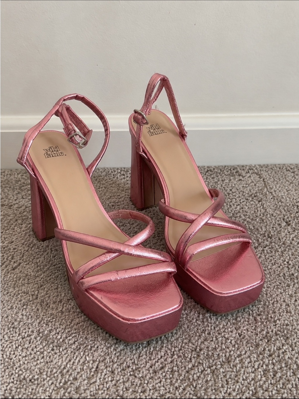 Wild Fable Never Worn Rose Metallic Strappy Platform Heels